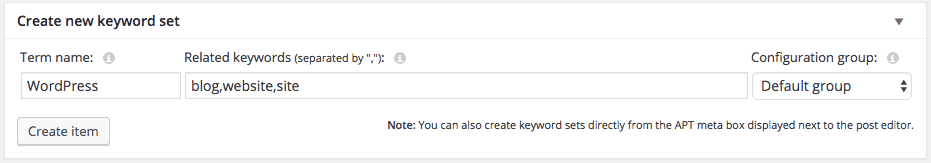 Create Keyword Set