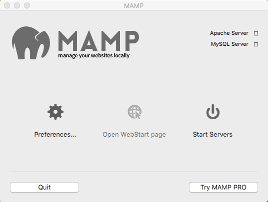 MAMP Start Screen