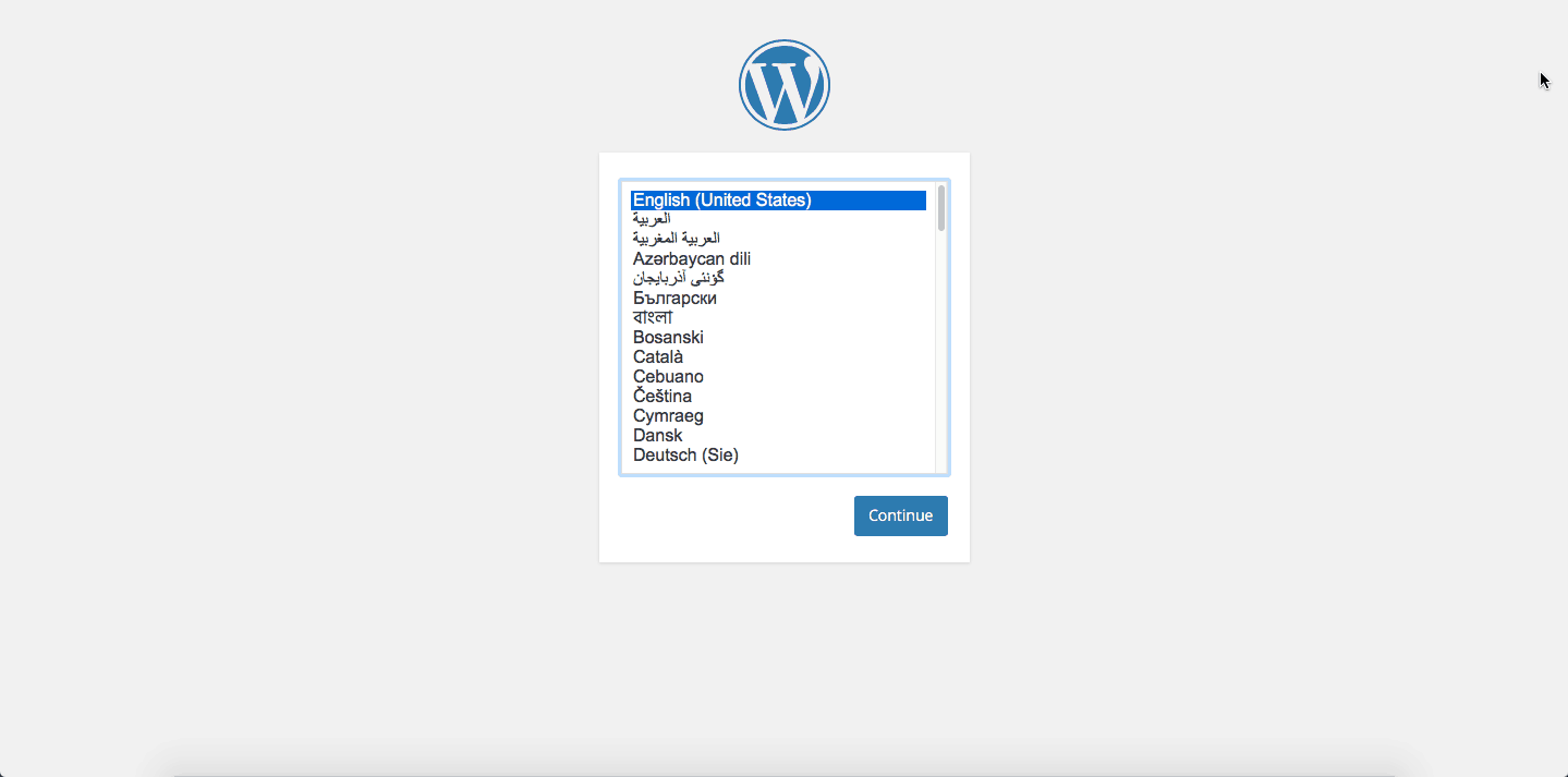 WordPress Installation Step 1