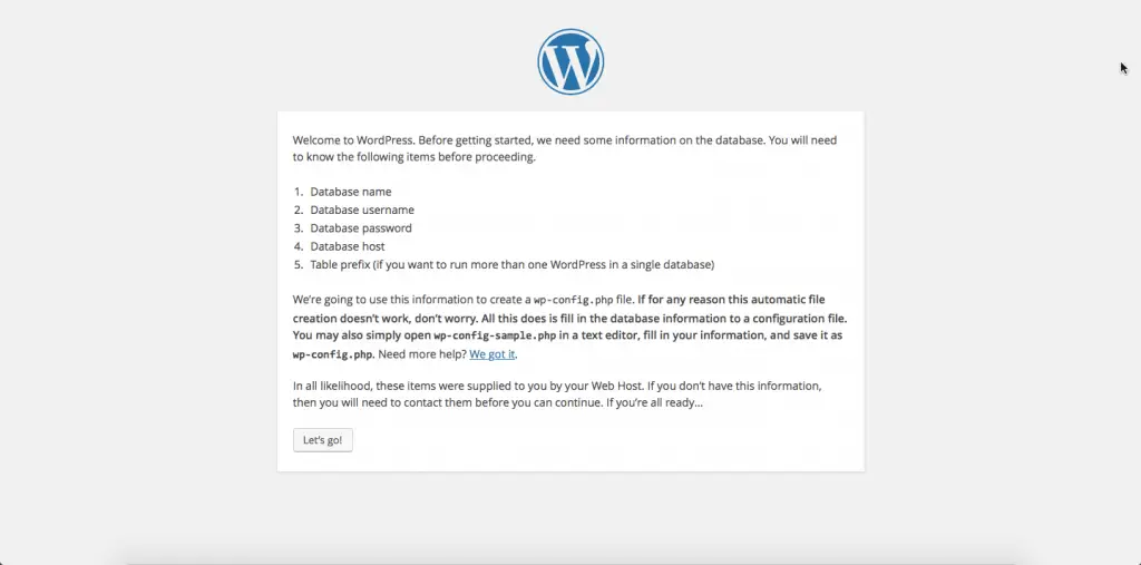 WordPress Installation Database and wp-config Details