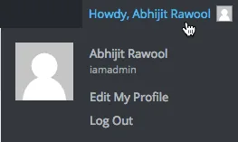 Howdy, User menu