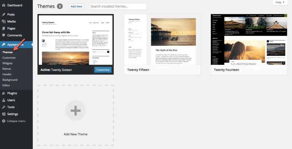 WordPress Themes Page
