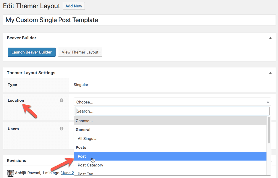 Select Post in Location Field