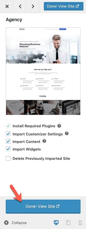 View Imported Agency Starter Site