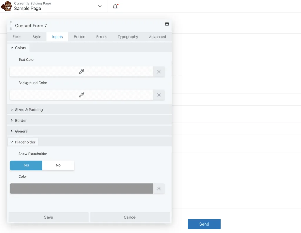 Contact Form 7 Module Input Tab Placeholder