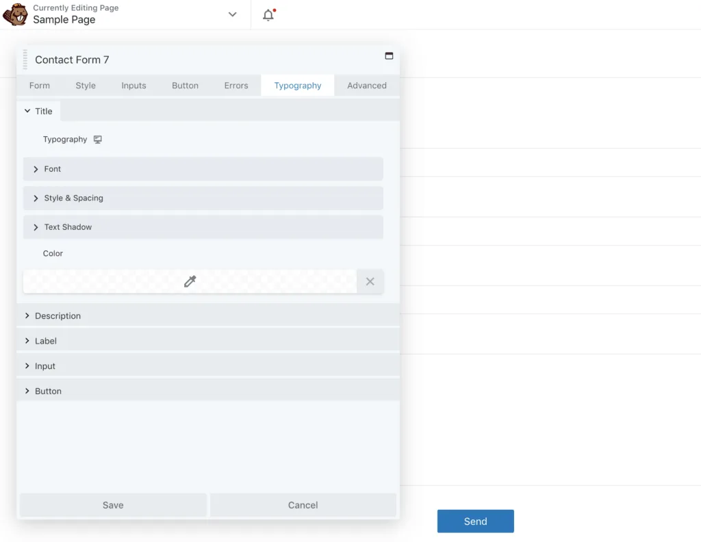 Contact Form 7 Module Typography Tab