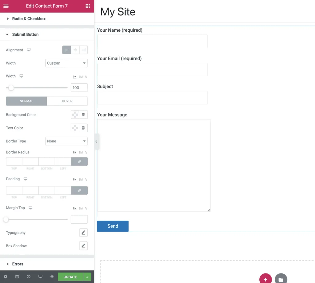 Contact Form 7 Widget Submit Button Settings