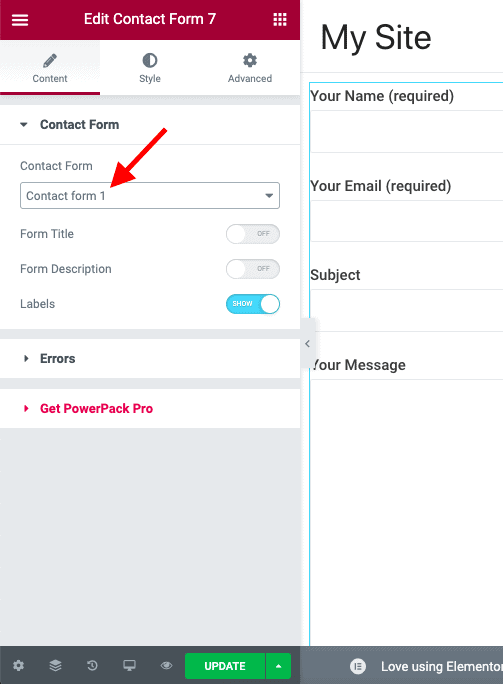 Select Contact Form 7 Form
